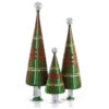 Cody Foster Glitter Plaid Tree - Green Set Of 3