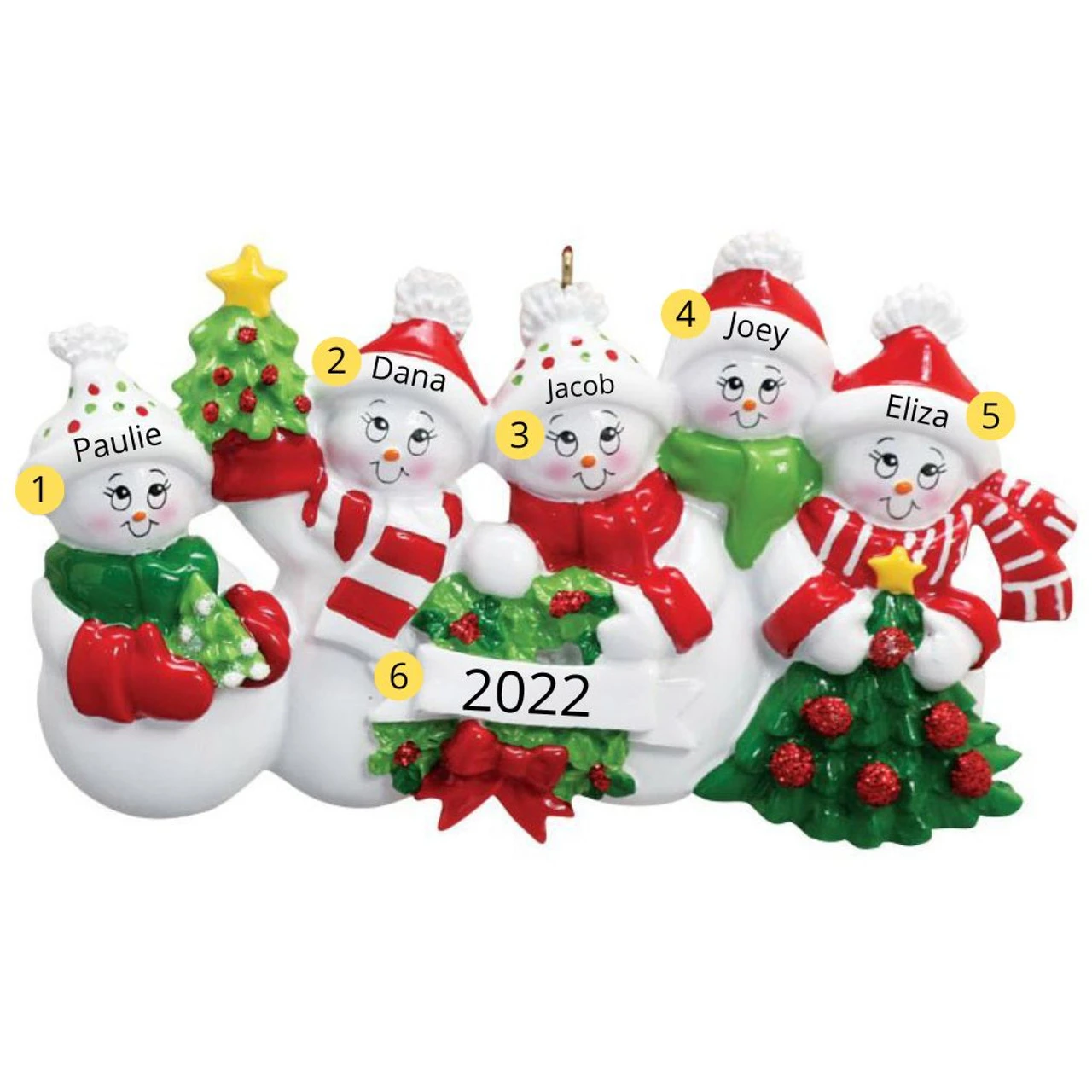 Personalized Snow Family Of 5 Ornament - Image 2
