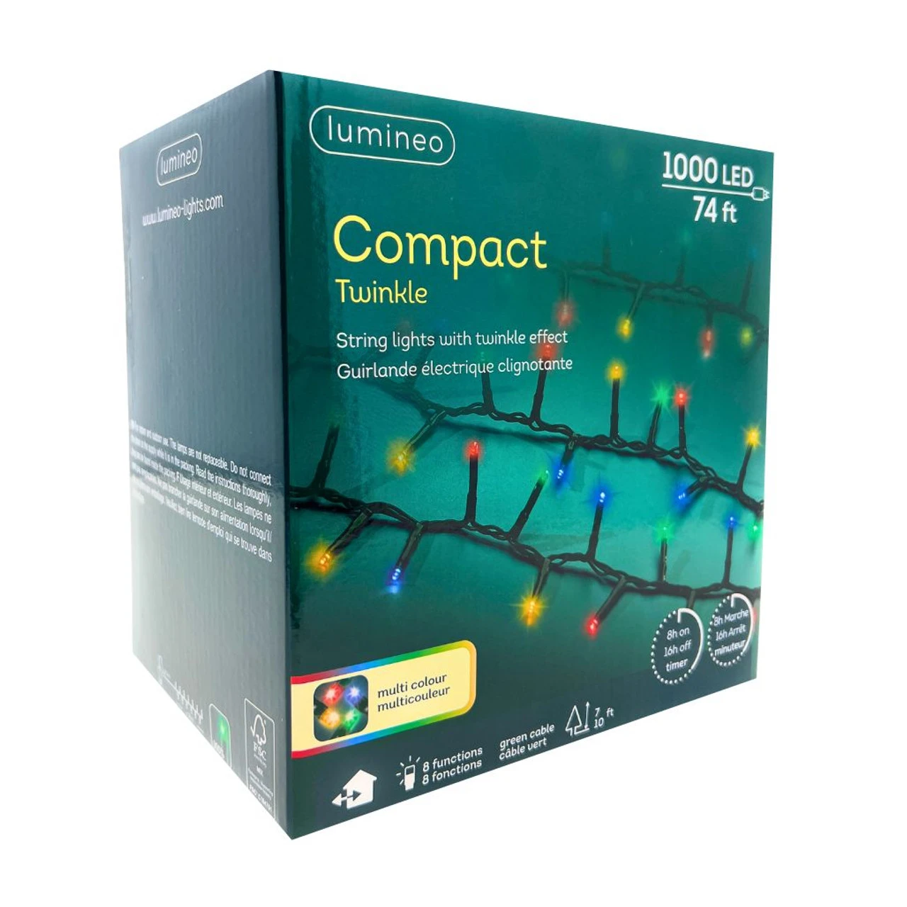 Lumineo 1000 LED Multi-Colored Compact Lights Green Wire - Image 7