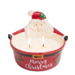 Santa Ceramic Bowl Candle - Merry Christmas Decor