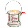 Silver Mercury Glass Candle With Handle - Happy Holidays