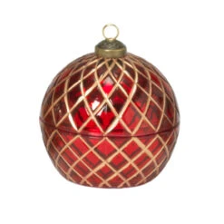 Crimson Lattice LED Candle Ornament