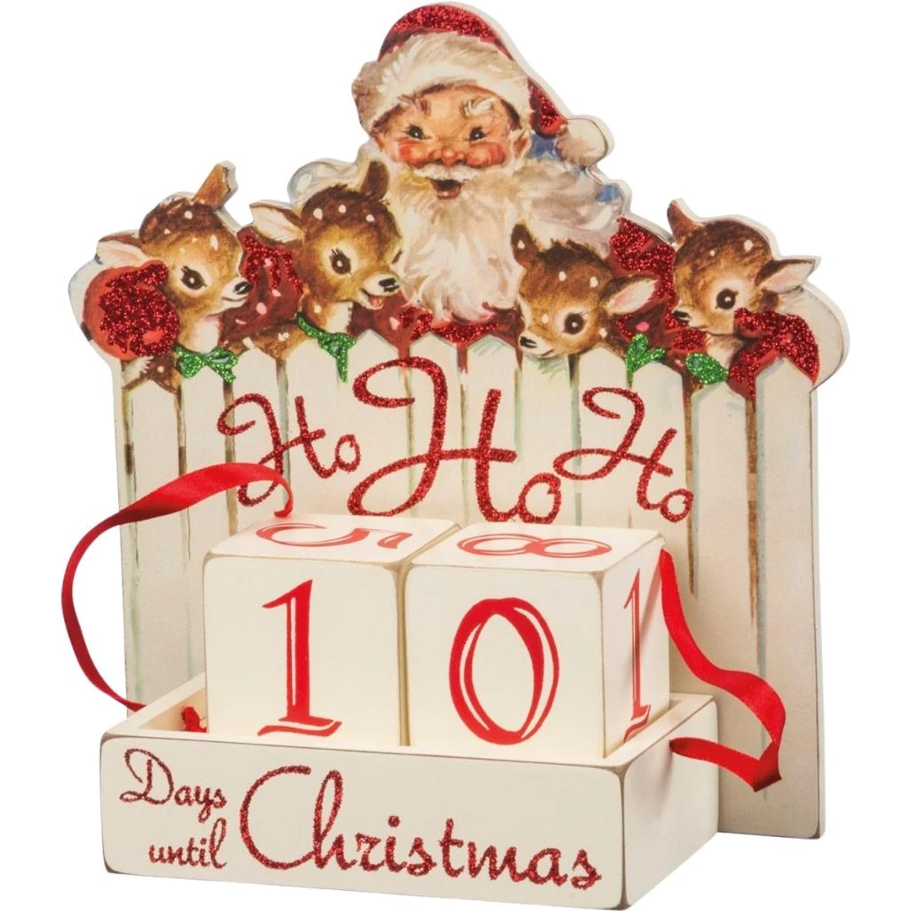 Primitives By Kathy Vintage Christmas Wood Countdown Box, Ho