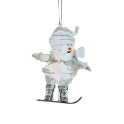 Acrylic Snowman On Snowboard Ornament
