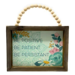 Be Positive Inspirational Beaded Wood Sign