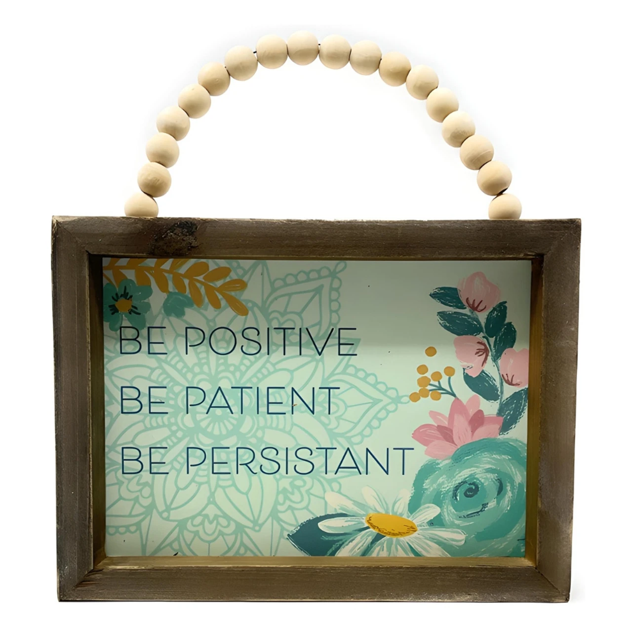 Be Positive Inspirational Beaded Wood Sign