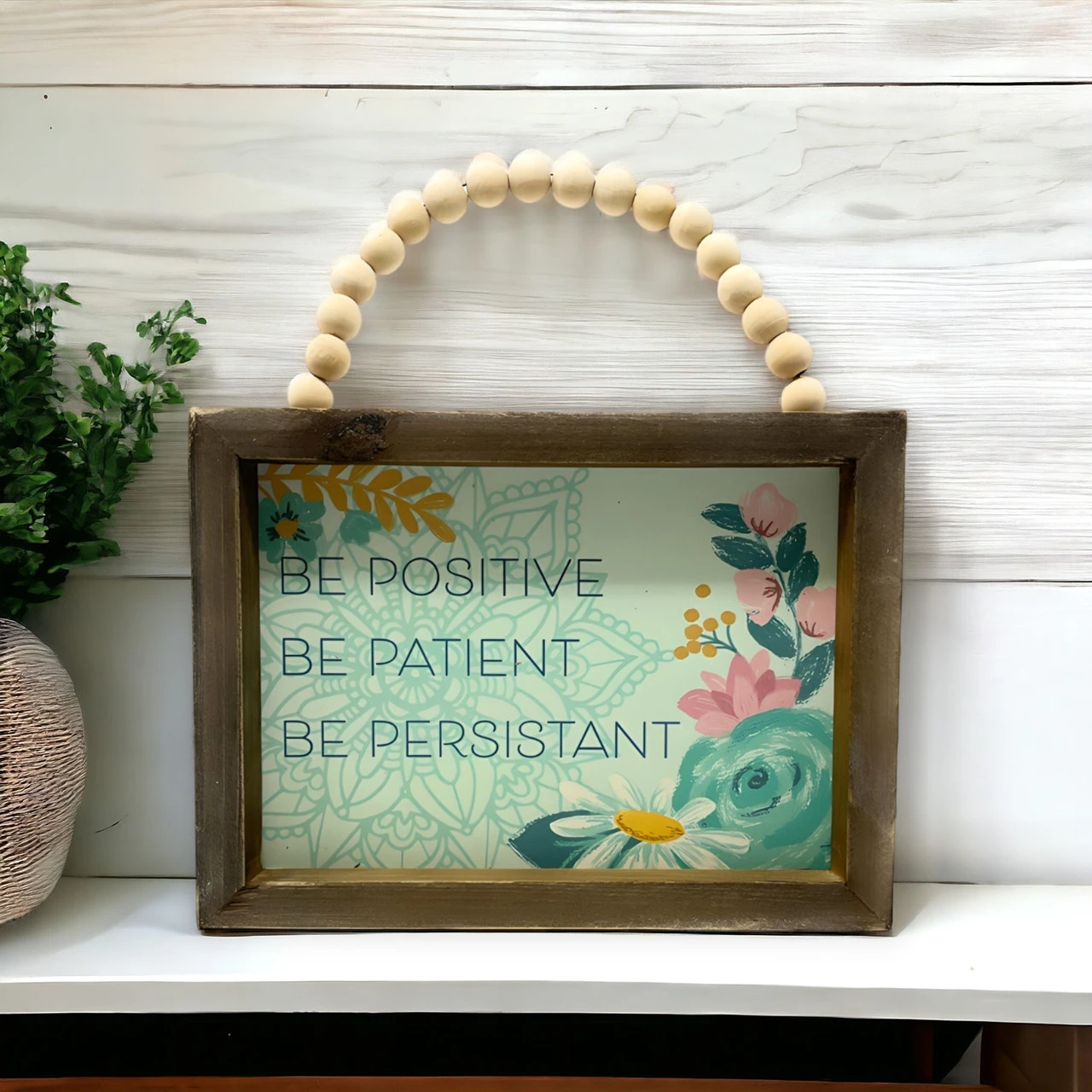 Be Positive Inspirational Beaded Wood Sign - Image 4
