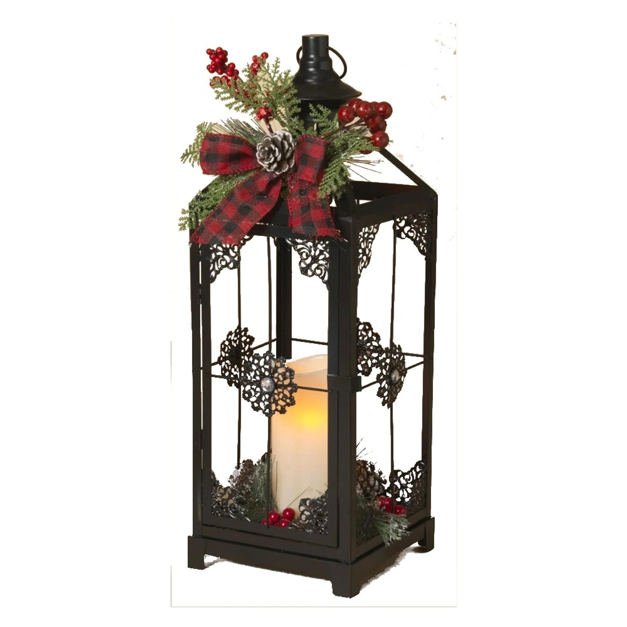 Black LED Lantern W/Candle