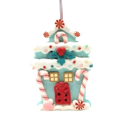 Blue Gingerbread House Clay Ornament