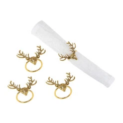Bronze Deer Head Napkin Ring Set Of 4