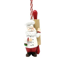 Chef Santa With Rolling Pin Ornament
