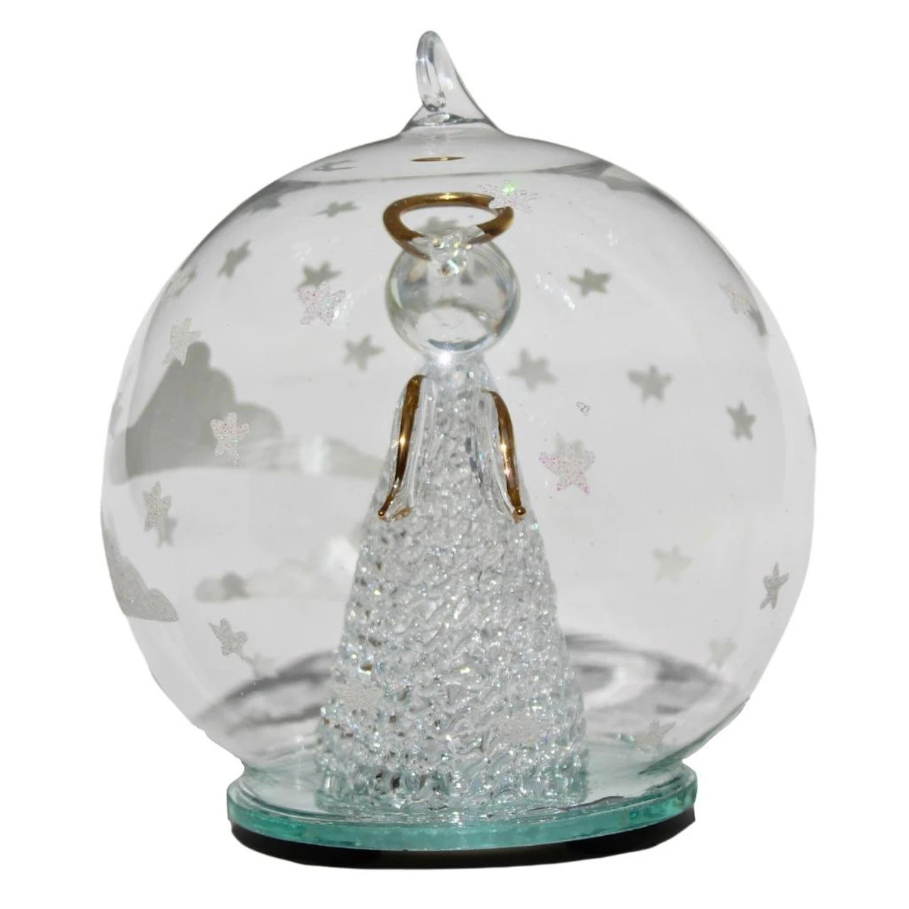 Color Changing LED Angel Blowing Horn Glass Globe - Image 3