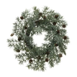 Faux Atlas Cedar Wreath With Natural Pinecones