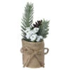 Festive Pine And White Berries In Burlap