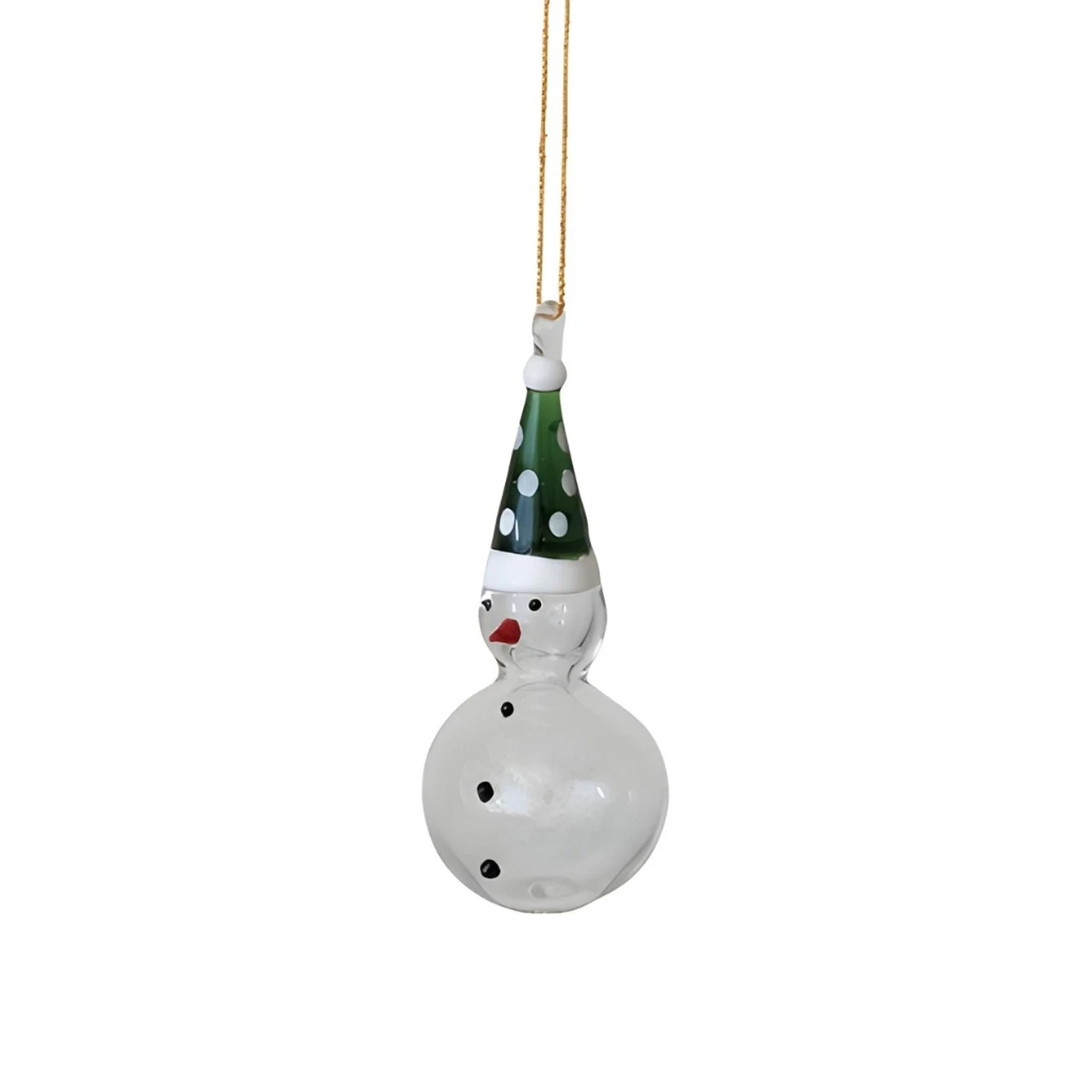 Handmade Glass Snowman Green Hat Ornament