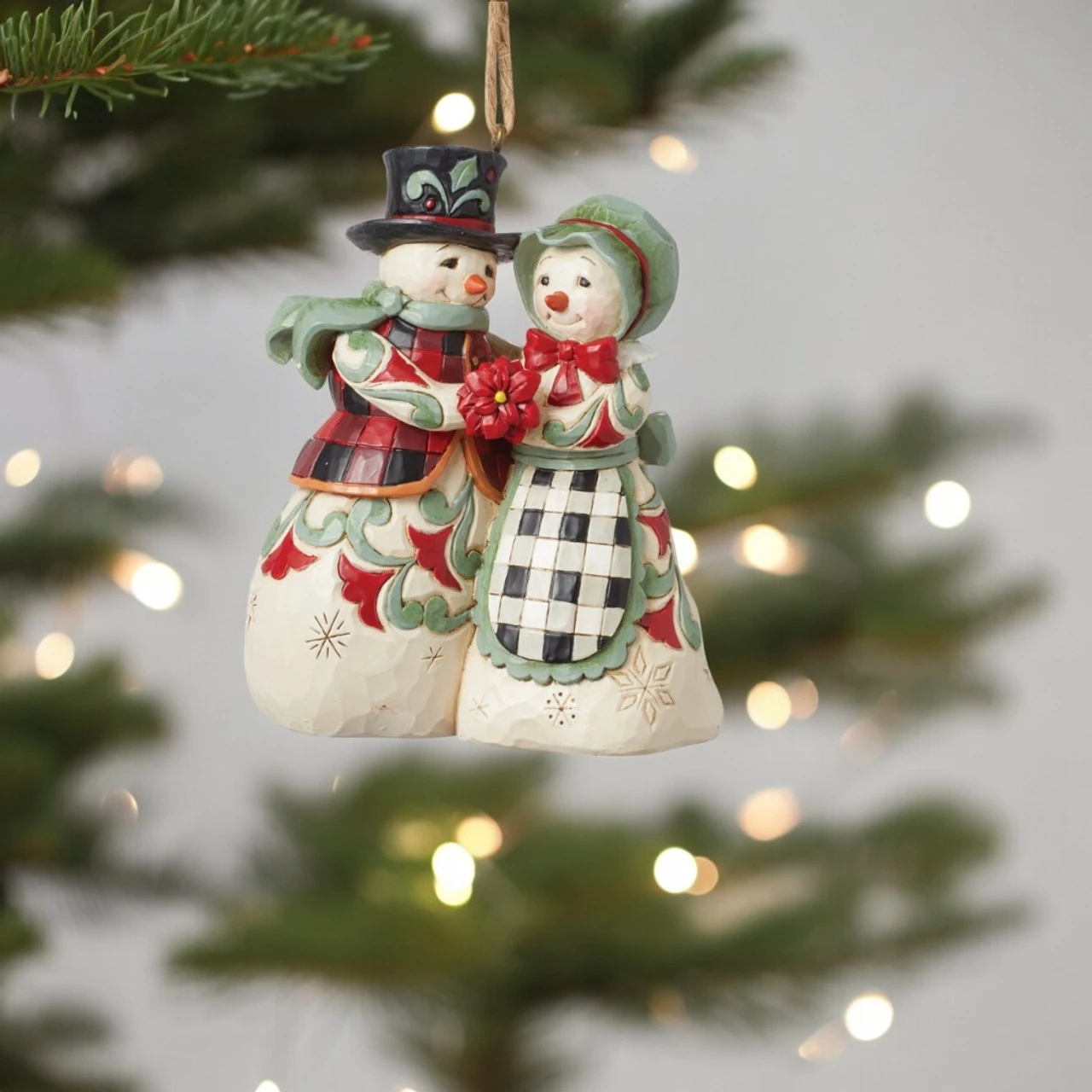 Jim Shore - Heartwood Creek - Highland Glen Snowman Couple Ornament - Image 2