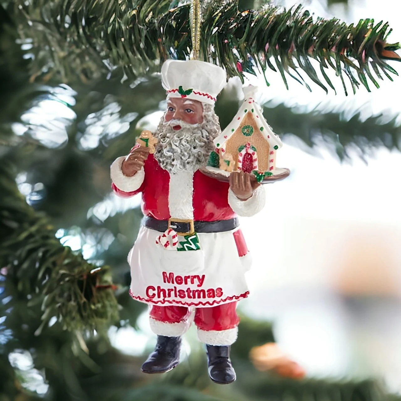 Kurt Adler African American Santa With Gingerbread Ornament - Image 2