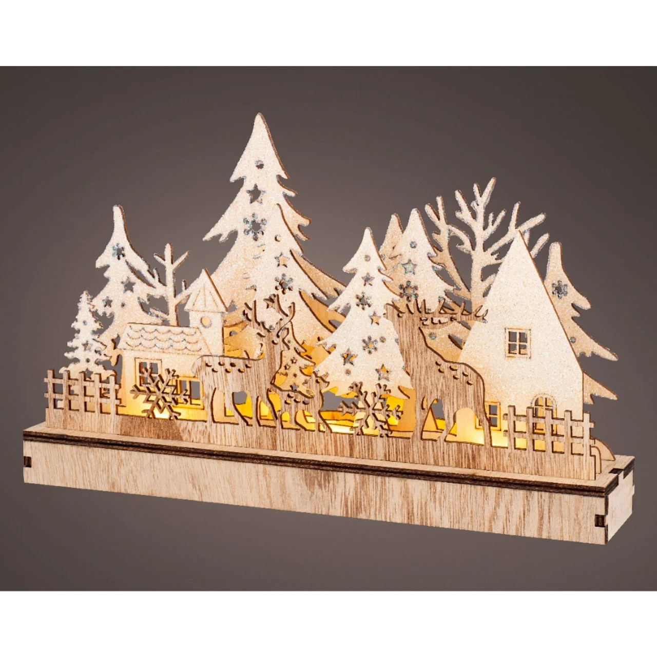 LED Winter Village Scene Laser Cut Wood Scene - Image 2