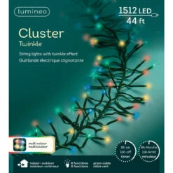 Lumineo 1512 LED Multi-Colored Cluster Lights Green Wire