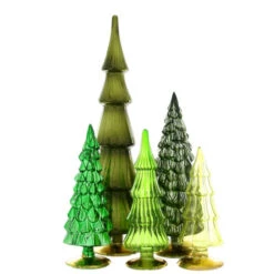 Cody Foster Verdant Green Glass Tree Ensemble, Set Of 5