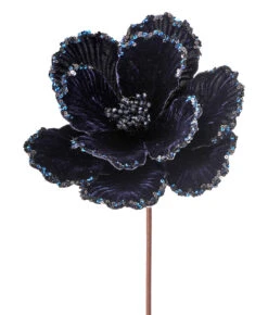 24" Velvet Midblue Magnolia Stem