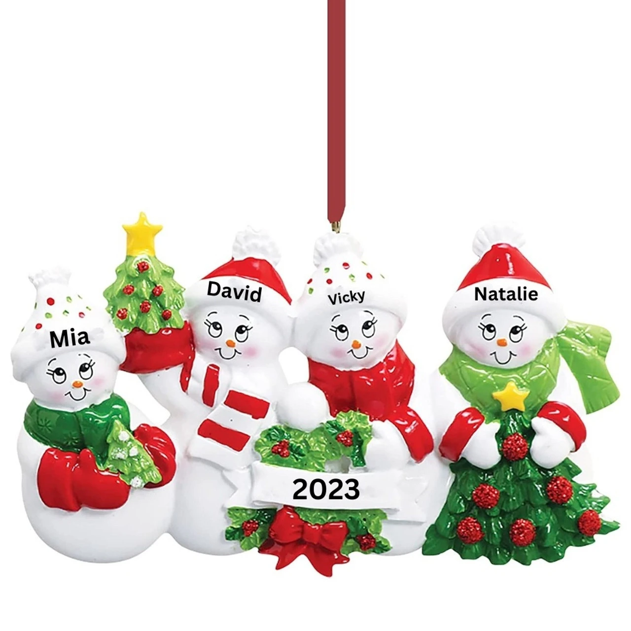 Personalized Snow Family Of 4 Ornament - Image 2