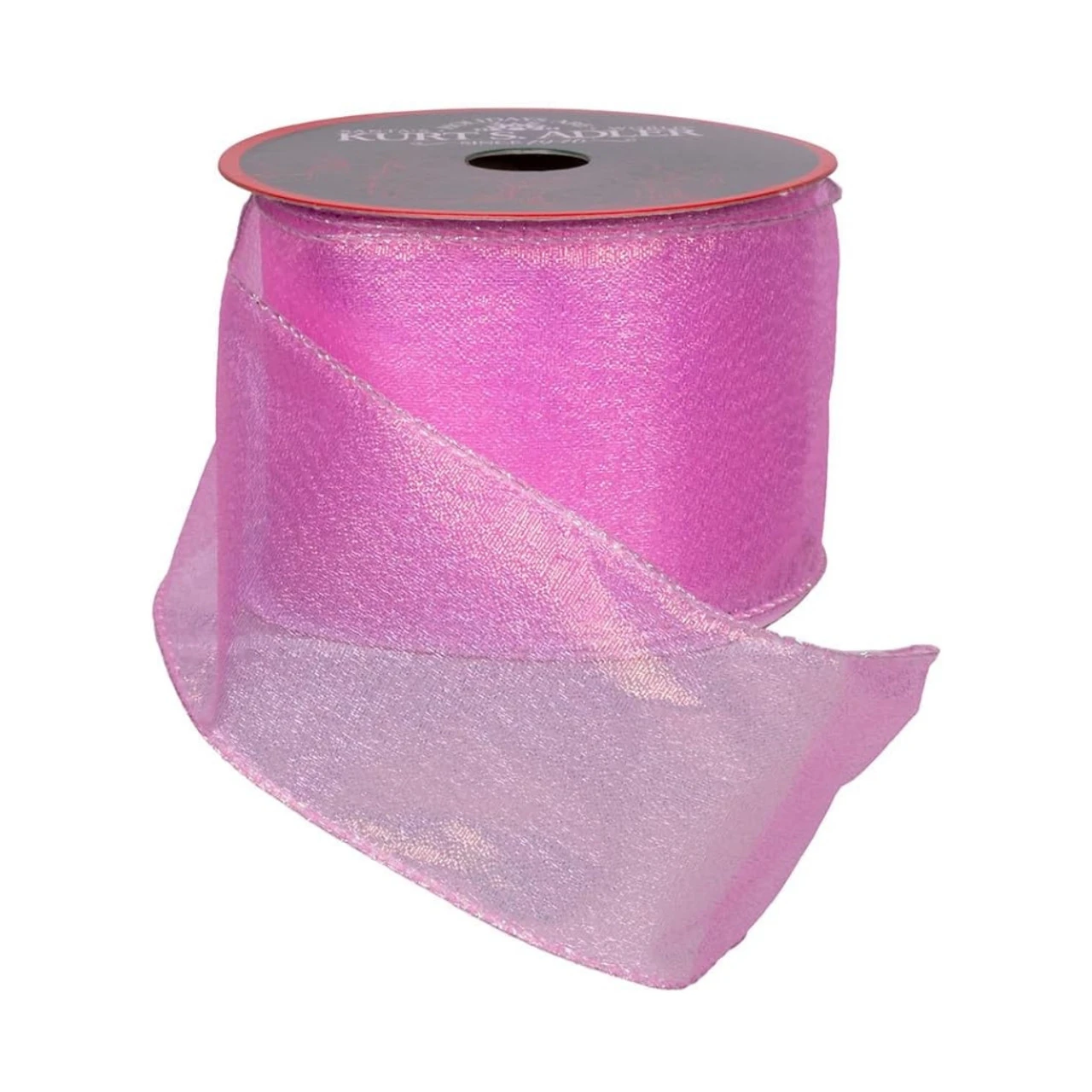 Kurt Adler Pink Iridescent Sheer Wired Ribbon - Image 2