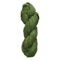 Recycled Torn Green Silk Ribbon