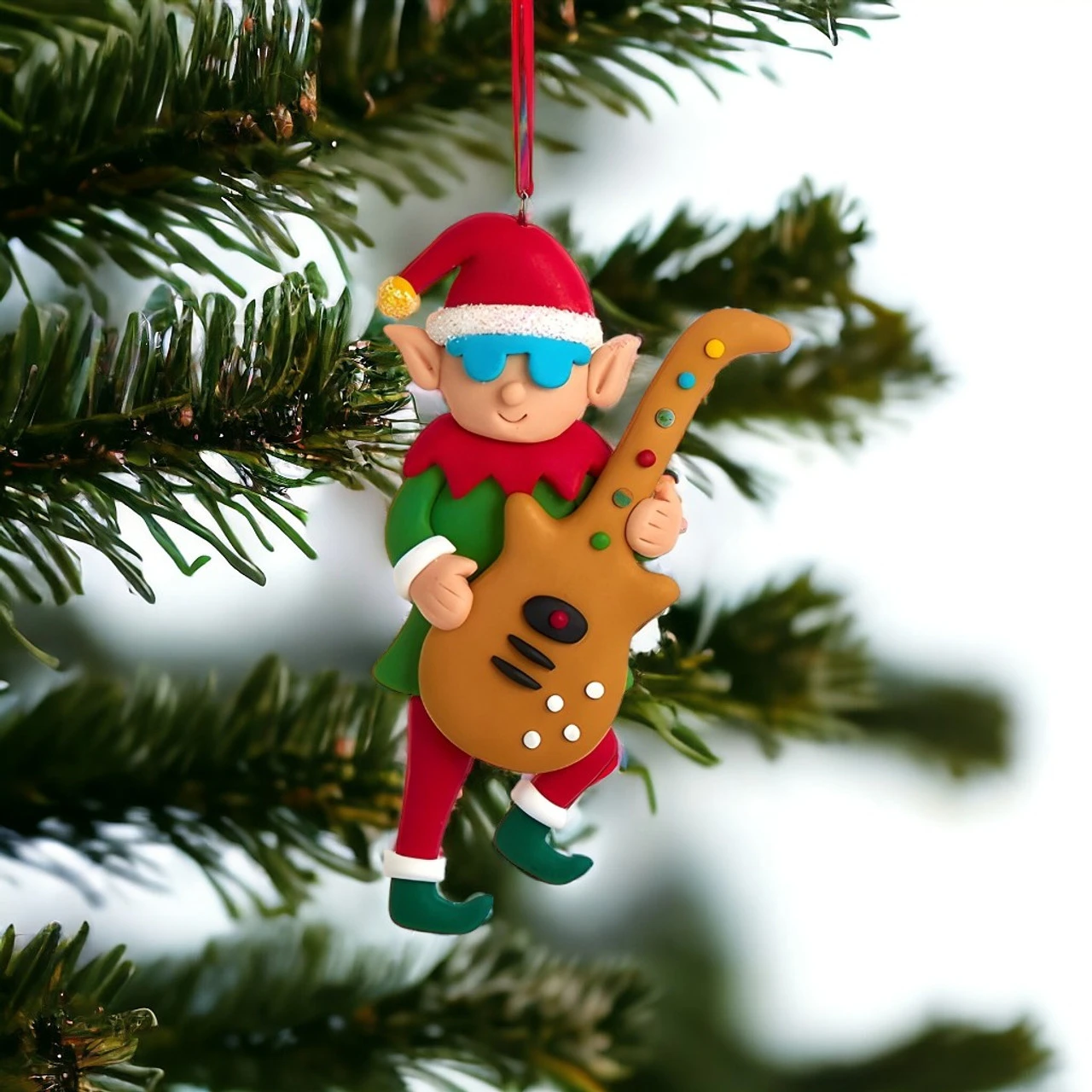 Kurt Adler Rockin' Elf Guitarist Ornament - Image 2