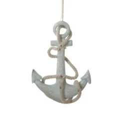 Kurt Adler Sea Foam Green Glitter Anchor Ornament