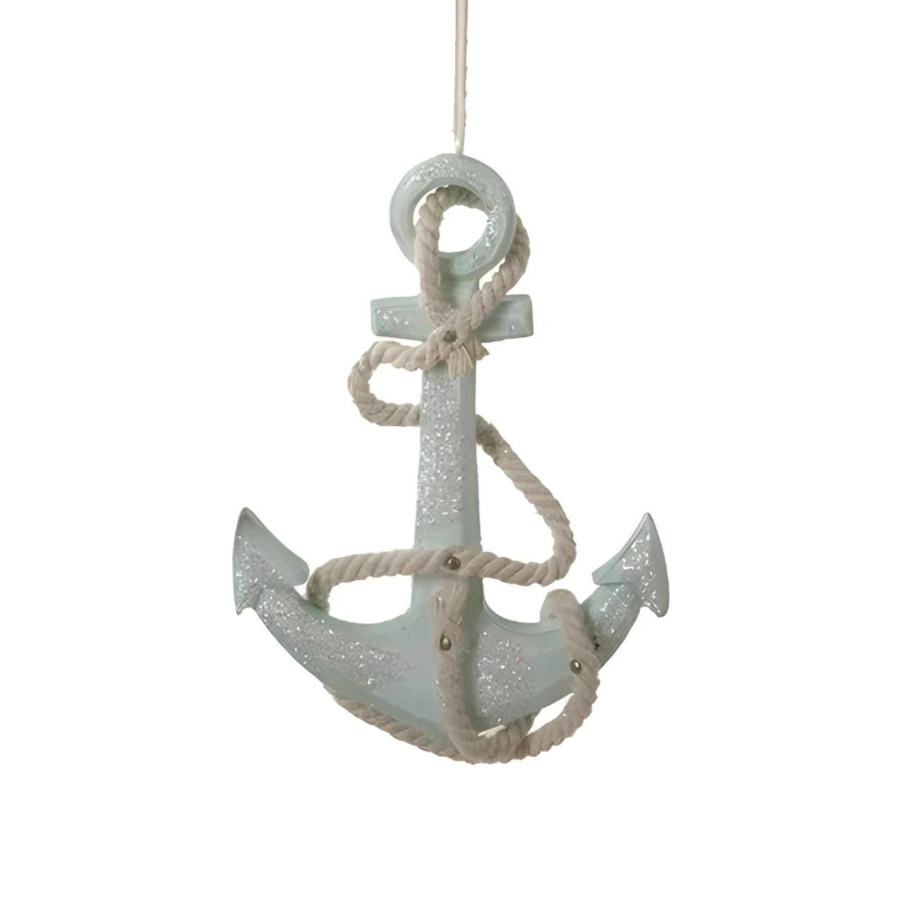 Kurt Adler Sea Foam Green Glitter Anchor Ornament