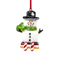 Sledding Marshmallow Snowman Ornament