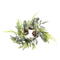 Snow Kissed Flocked Pine And Pinecone Candle Ring