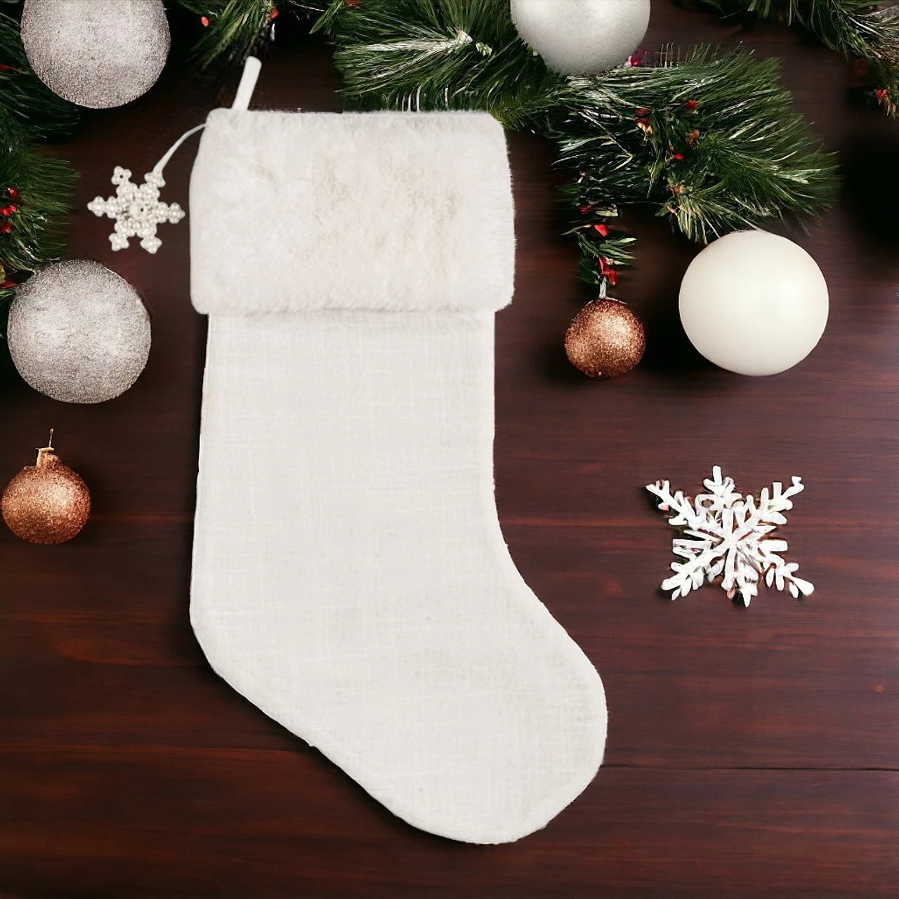 Fur Snowflake Christmas Stocking - Image 2