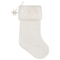 Fur Snowflake Christmas Stocking