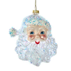 Kurt Adler Sparkling Glass Santa Head Ornament