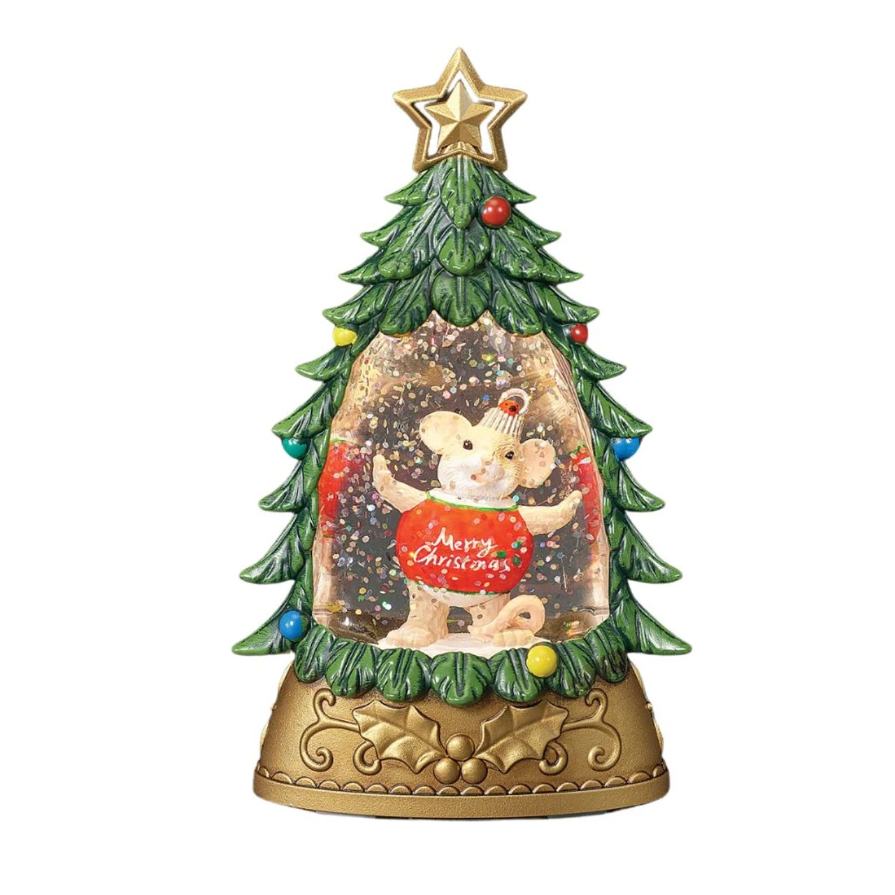 Charming Tails - Lighted Mouse Ornament In Tree Shimmer