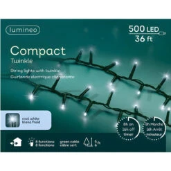 Lumineo 500 LED Cool White Compact Lights Green Wire