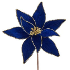 Kurt Adler Royal Blue And Gold Poinsettia