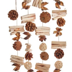Kurt Adler Pinecone And Wood Garland