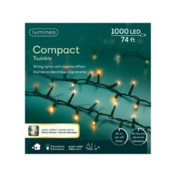 Lumineo LED String Lights - 1000 Mixed Warm White & Classic Warm Bulbs On Green Wire, 74 Ft