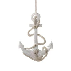 Kurt Adler White Glittered Anchor Christmas Ornament