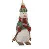 Wood Snowman On Skis Hanging Ornament