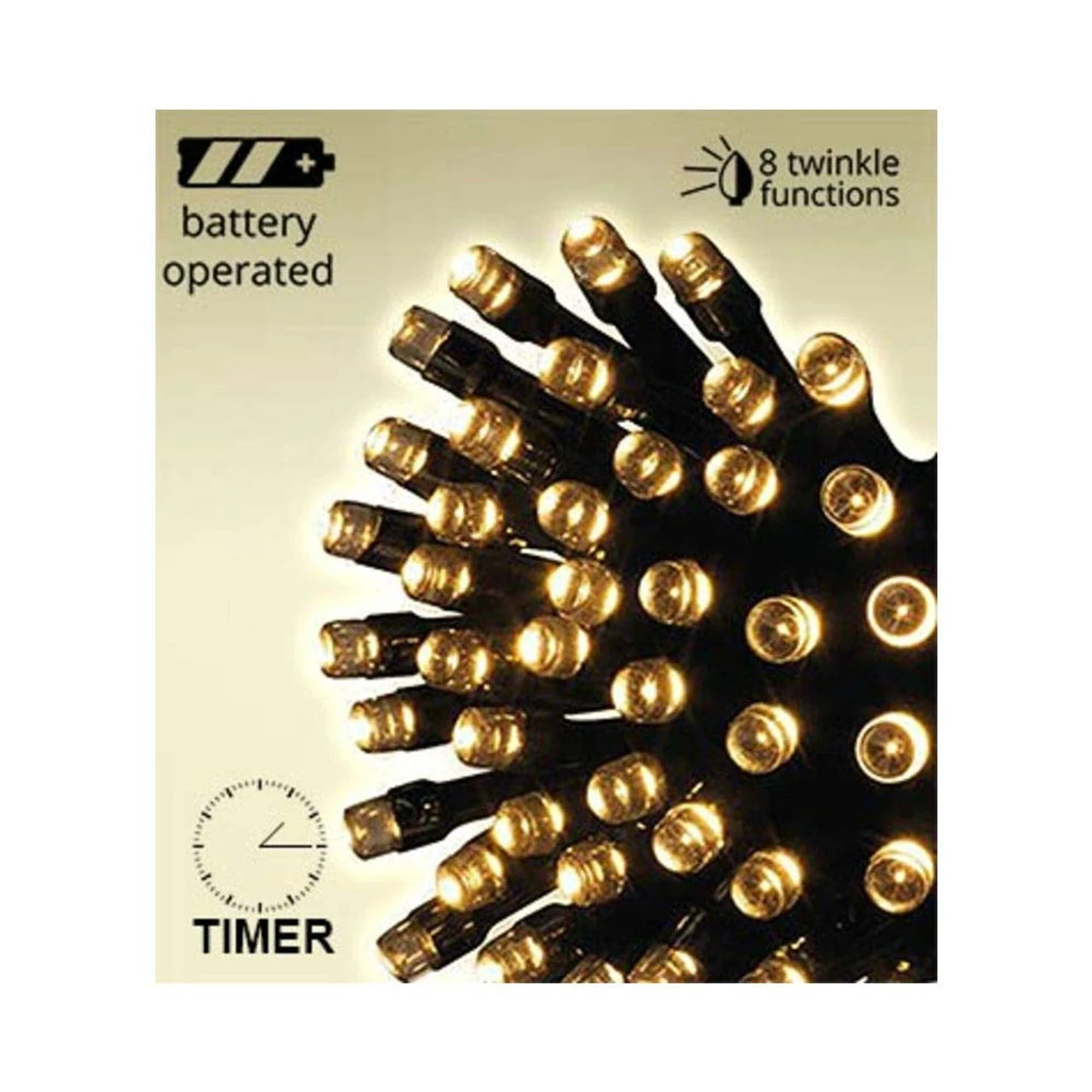 Lumineo 96 LED Warm White Twinkle Lights Black Wire - Image 3