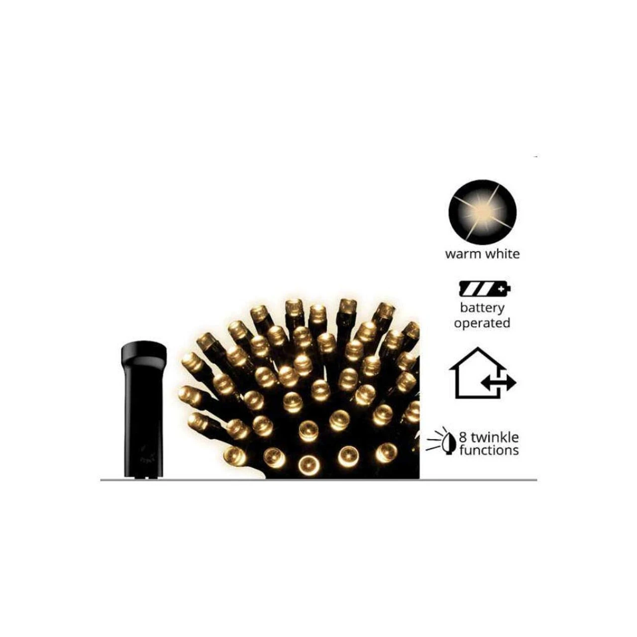 Lumineo 96 LED Warm White Twinkle Lights Black Wire - Image 2