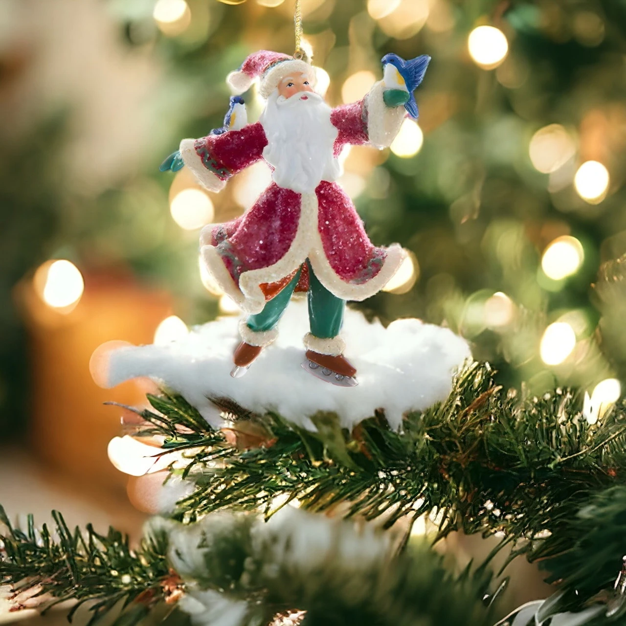 Kurt Adler Comfort And Joy Skating Santa Ornament - Image 2